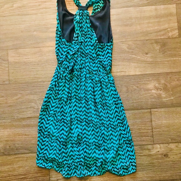 Ya LOSANGELES Teal & Black Cocktail Dress Medium - Picture 2 of 5